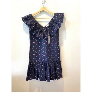 NWT $425 Rebecca Taylor Farren Ruffle Mini Dress 0 New Floral Vneck